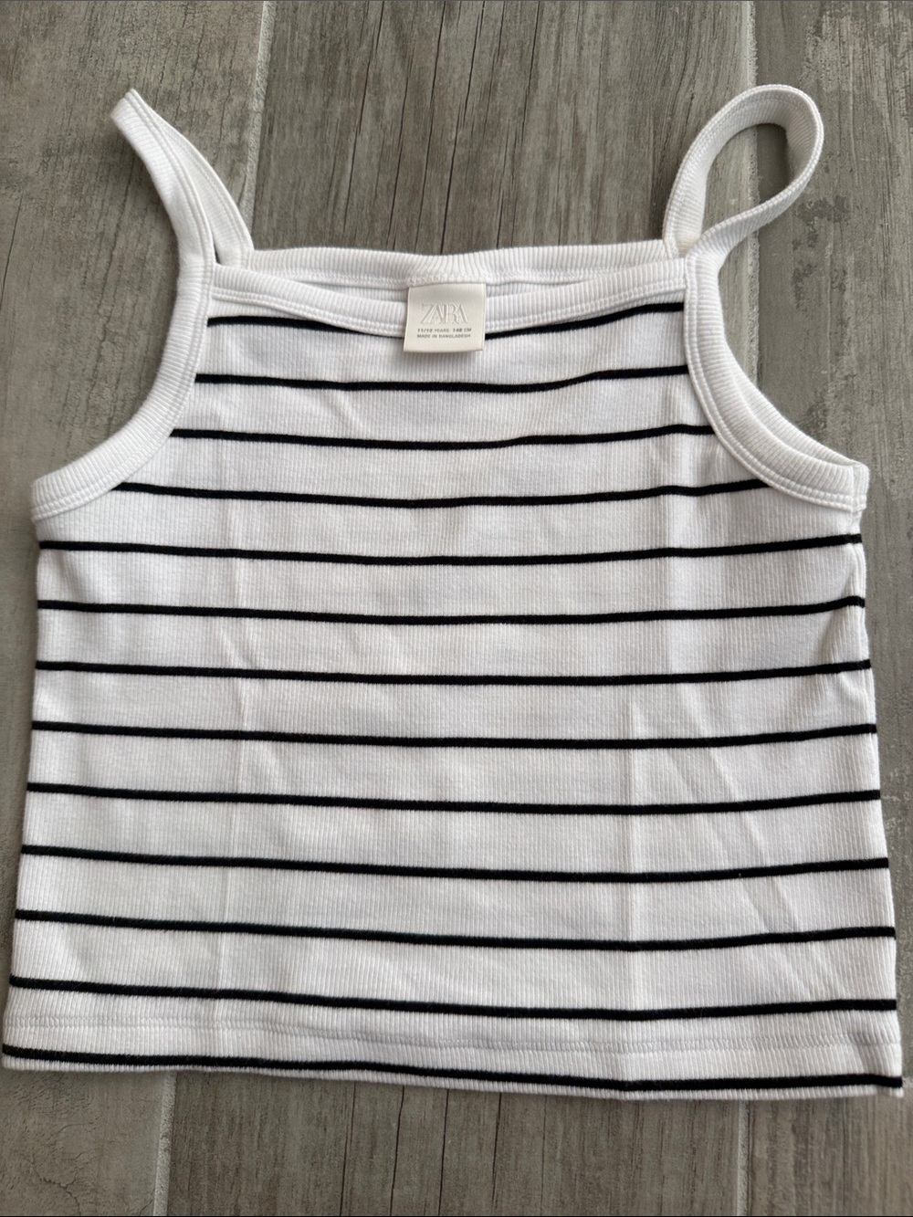Zara White Tank Top with Thin Black Stripes